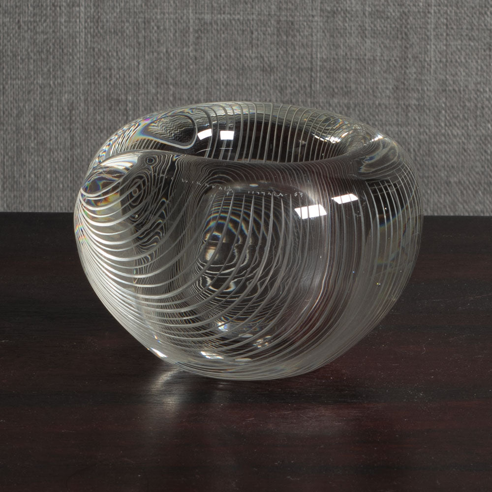 Tapio Wirkkala for Iittala, Finland, engraved bowl in clear glass M4244