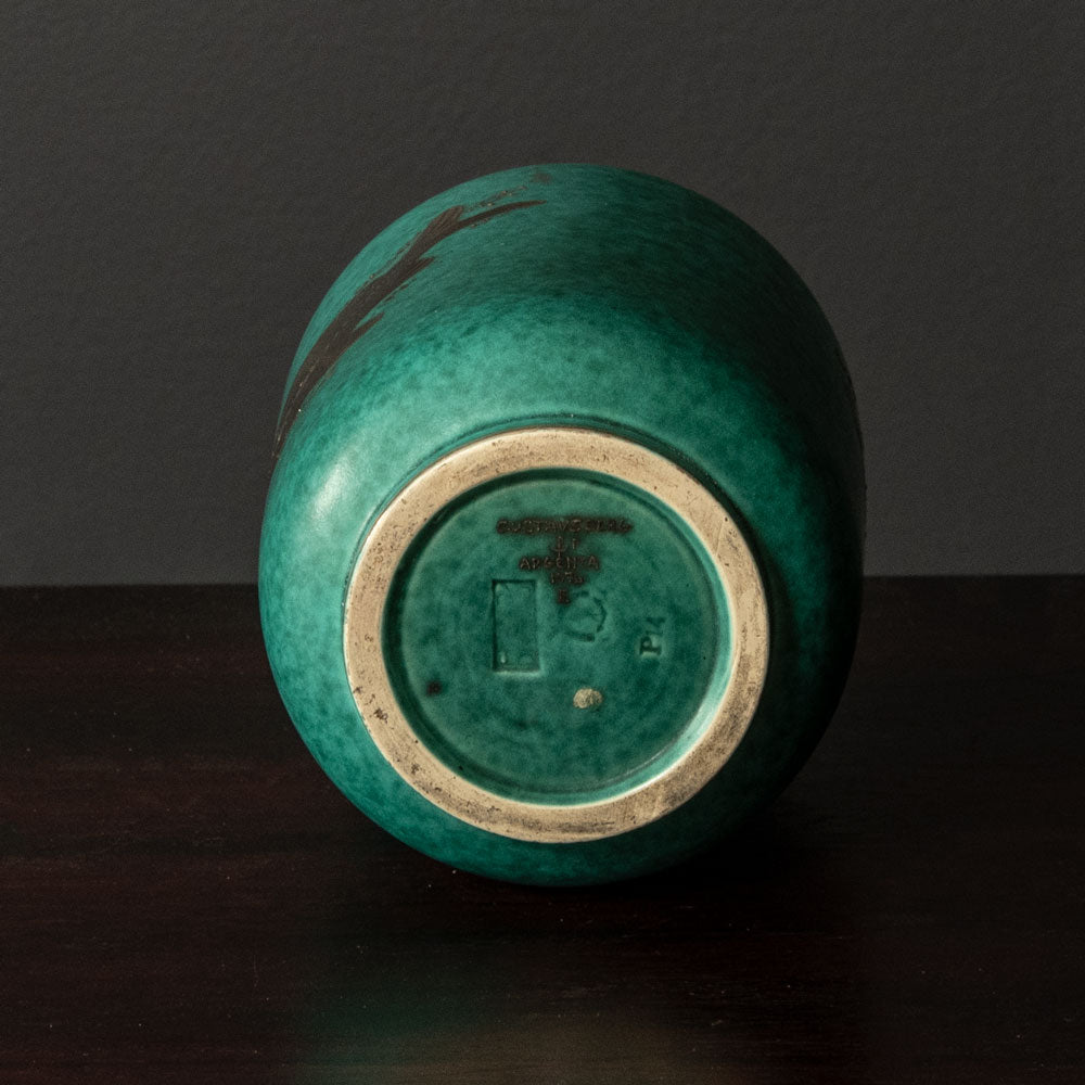 Wilhelm Kåge for Gustavsberg, Sweden, "Argenta" vase with fish illustration H1639