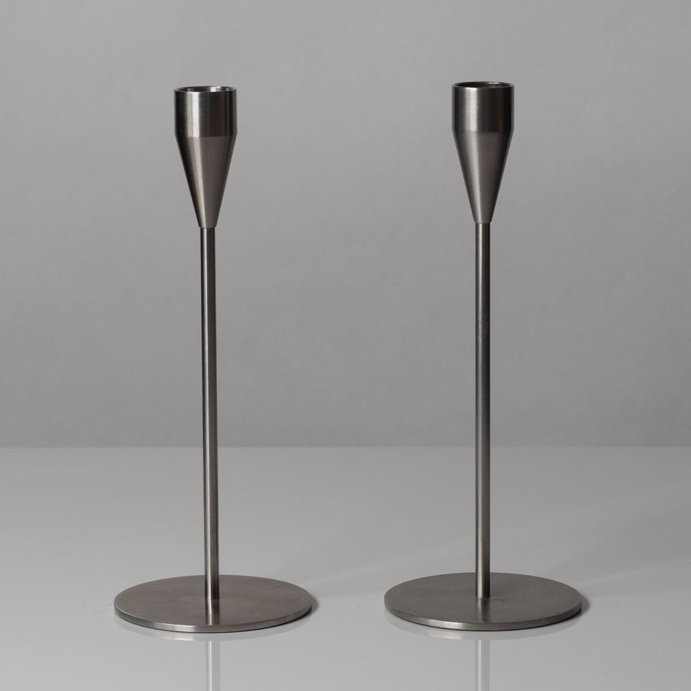 Piet Hein, Denmark, "Venus" pair of stainless steel candlesticks L3120
