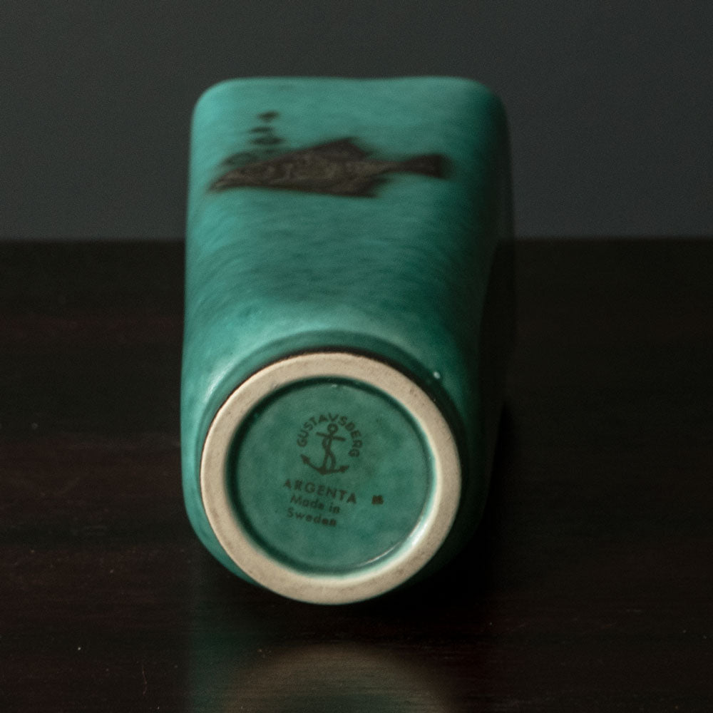 Wilhelm Kåge for Gustavsberg, Sweden, "Argenta" vase with fish illustration H1551