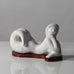 Stig Lindberg for Gustavsberg, Sweden, mermaid figure with wooden base L3188