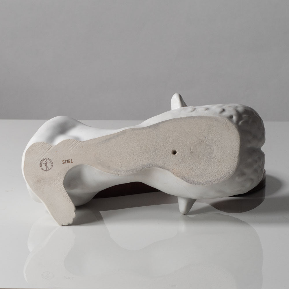 Stig Lindberg for Gustavsberg, Sweden, mermaid figure with wooden base L3188