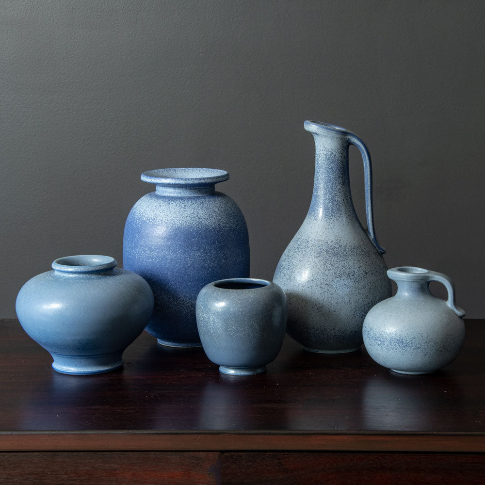 Gunnar Nylund for Rörstrand, Sweden, jug with matte blue glaze J1085