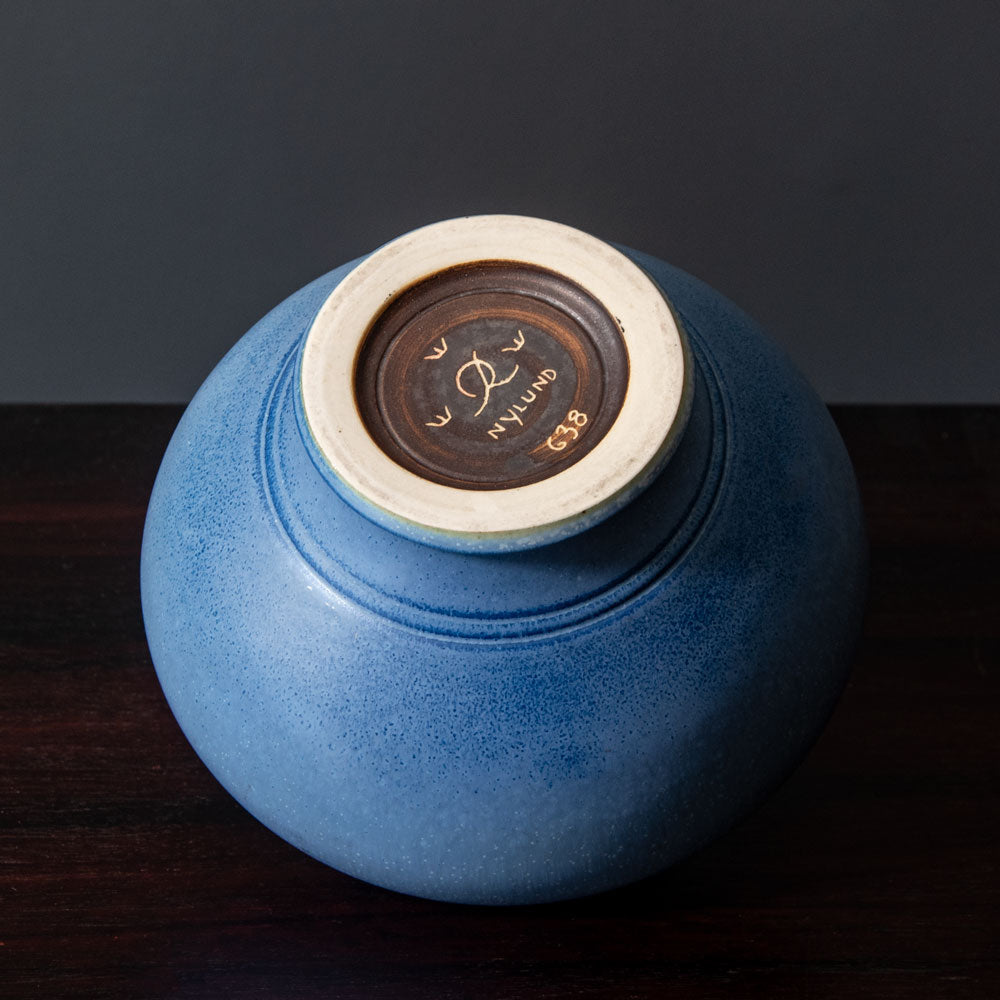 Gunnar Nylund for Rörstrand, Sweden, vase with matte blue glaze J1361