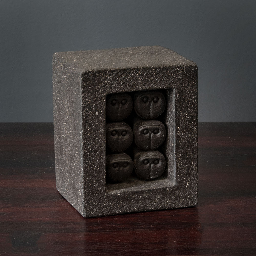 Rolf Overberg, Germany, stoneware cube with tiny owls J1118