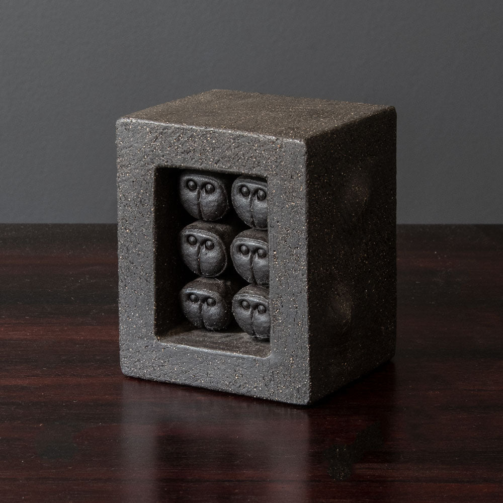 Rolf Overberg, Germany, stoneware cube with tiny owls J1118
