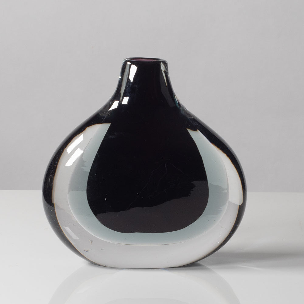 Vicke Lindstrand for Kosta, Sweden, "Sommerso" vase with black, gray and clear glass L3236