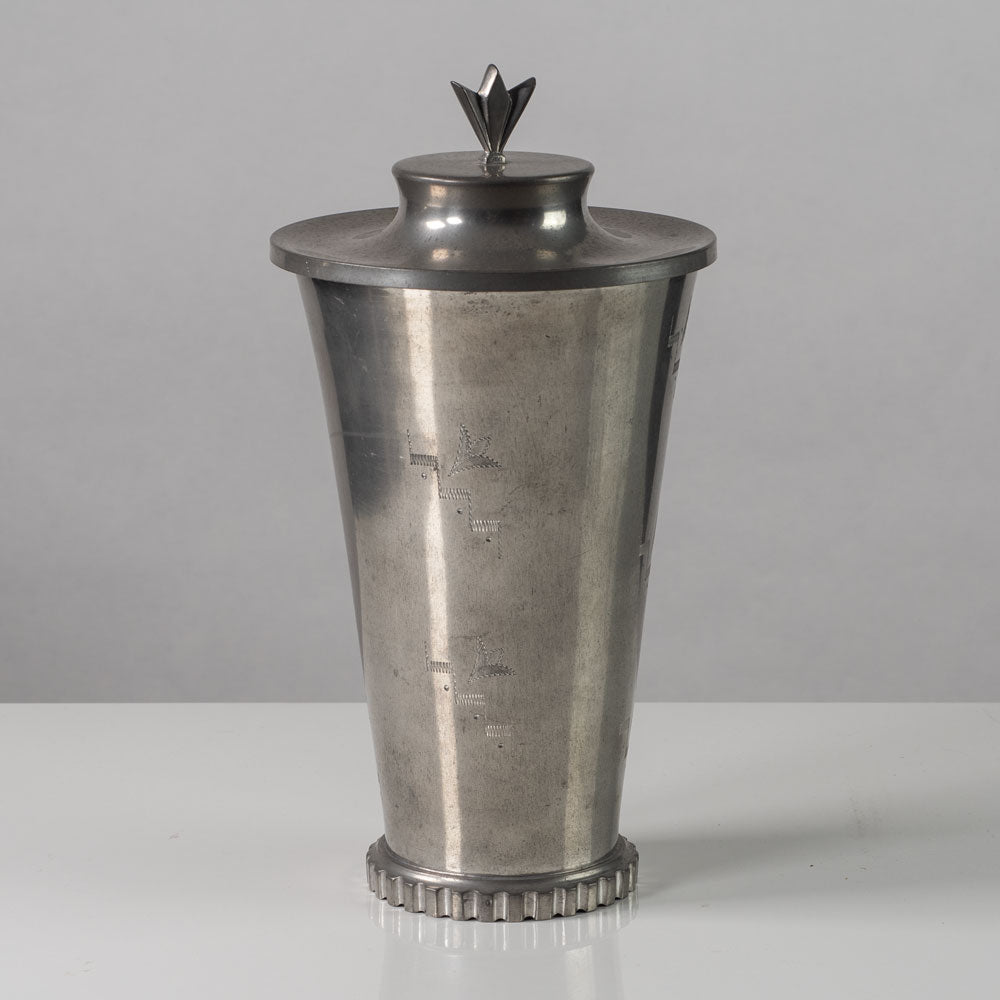Celestine Andersson, Cela, Sweden, "Swedish Grace" pewter lidded urn L3096