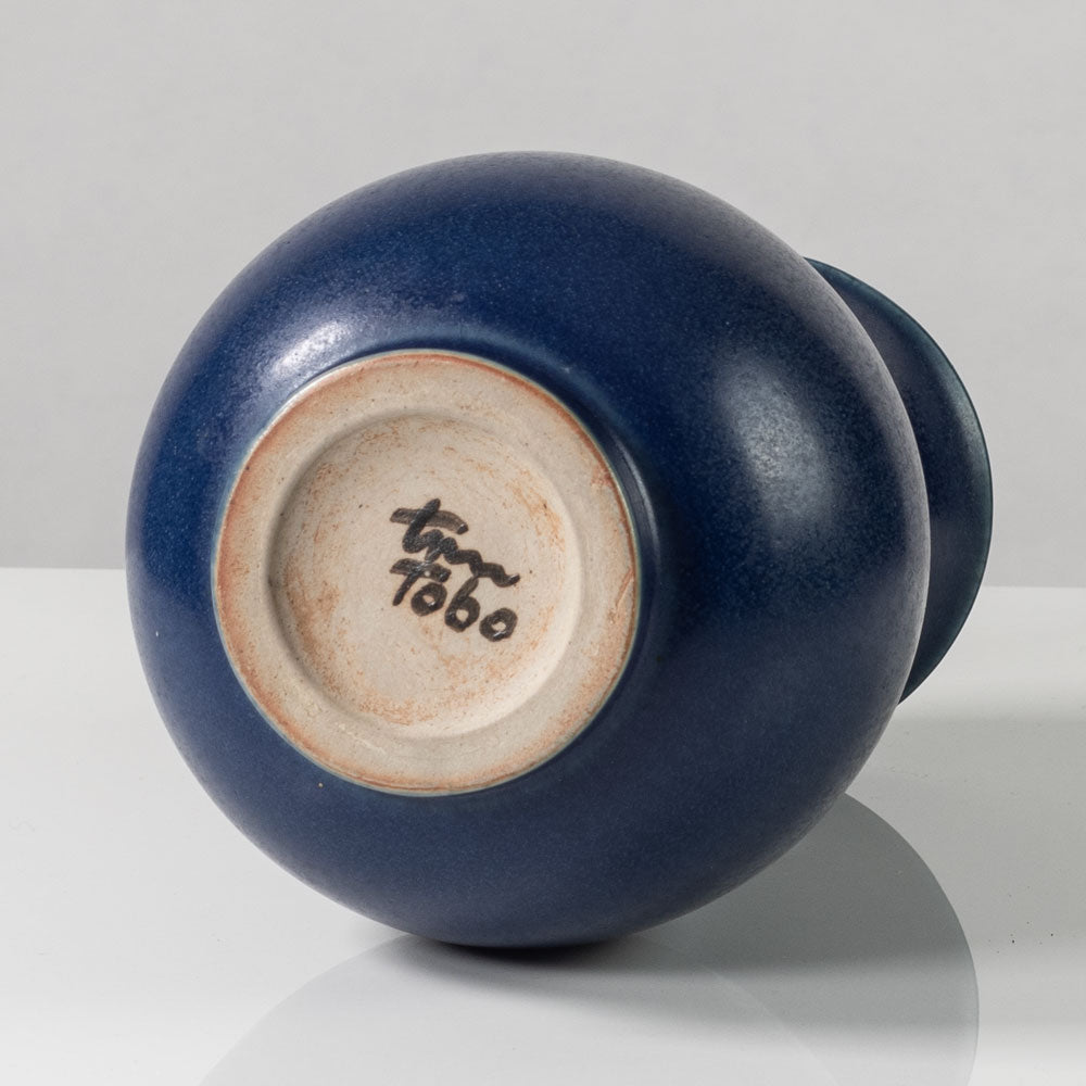 Erich and Ingrid Triller for Tobo, Sweden, unique stoneware vase with matte blue glaze K2594