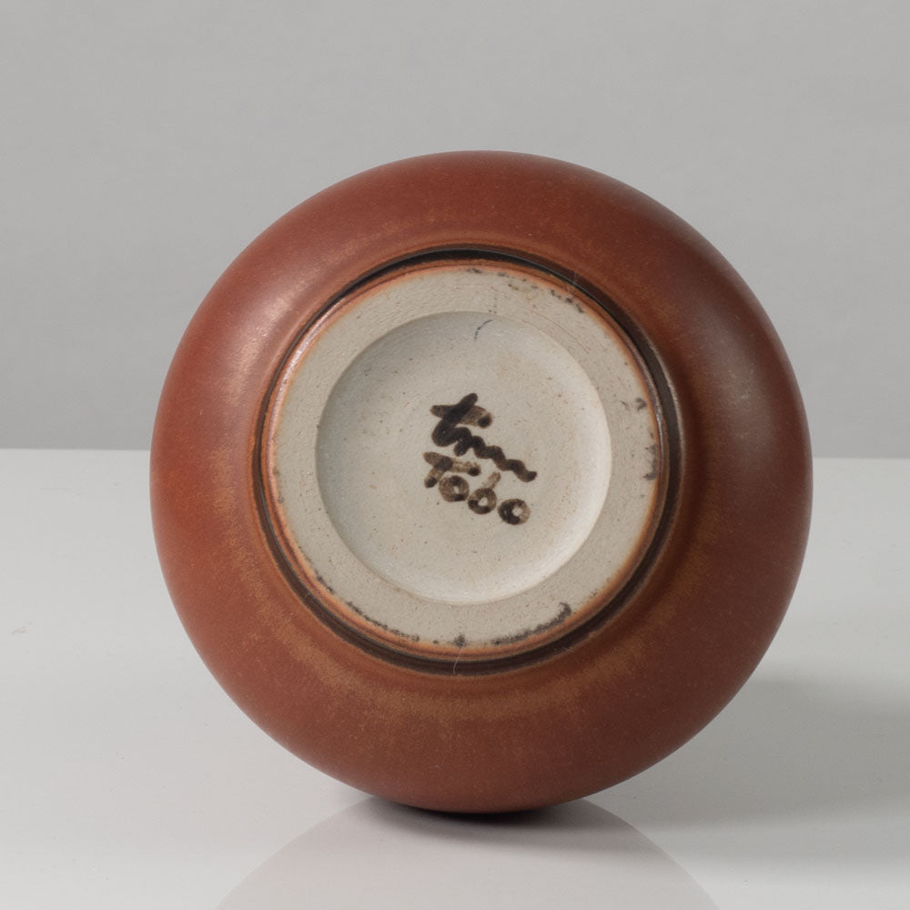 Erich and Ingrid Triller for Tobo, Sweden, unique stoneware vase with matte reddish- brown glaze G9463
