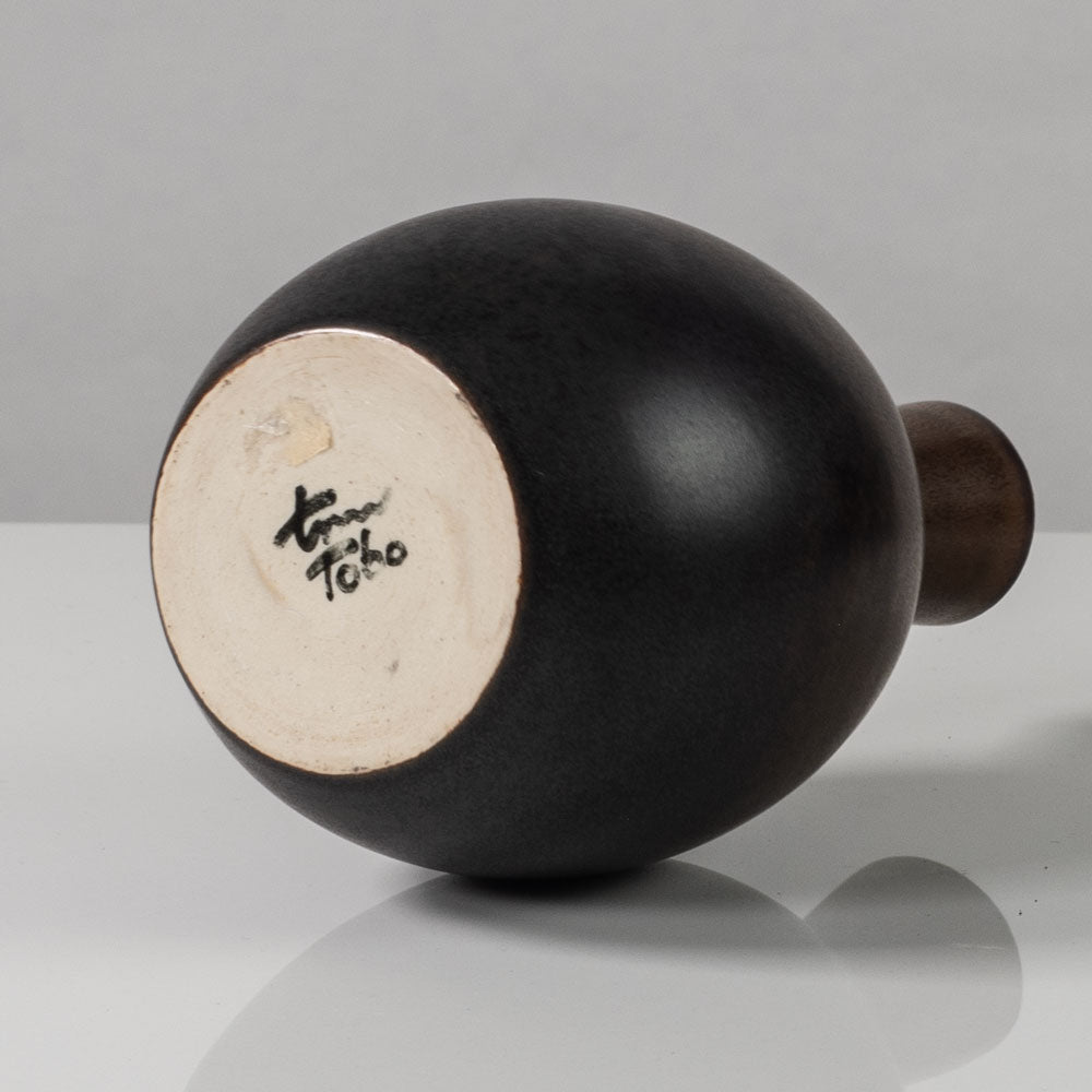 Erich and Ingrid Triller for Tobo, Sweden, unique stoneware vase with matte brown glaze G9191