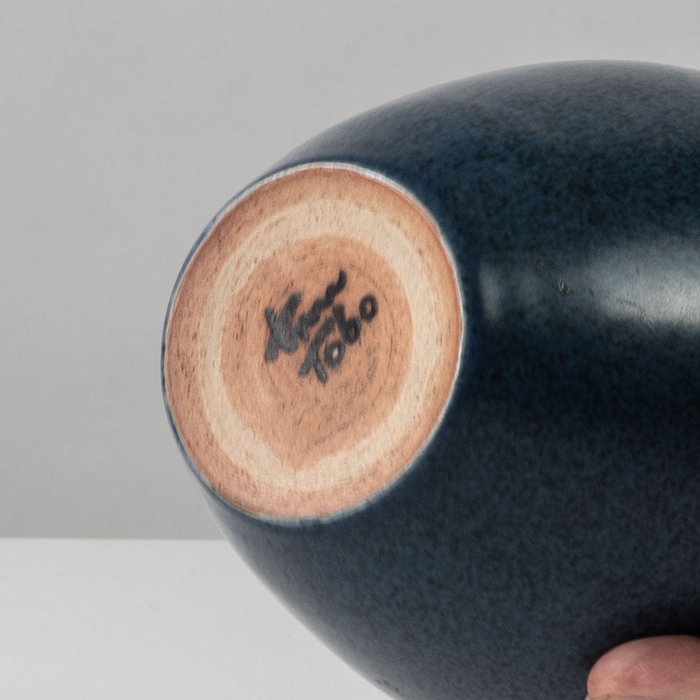 Erich and Ingrid Triller for Tobo, Sweden, unique stoneware vase with matte blue glaze K2046