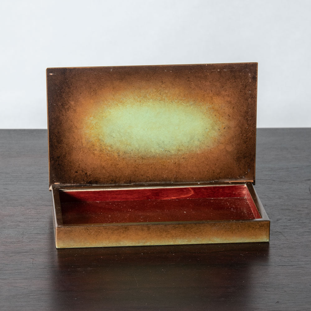 Ystad Brons, Sweden, engraved bronze box with wood interior J1043