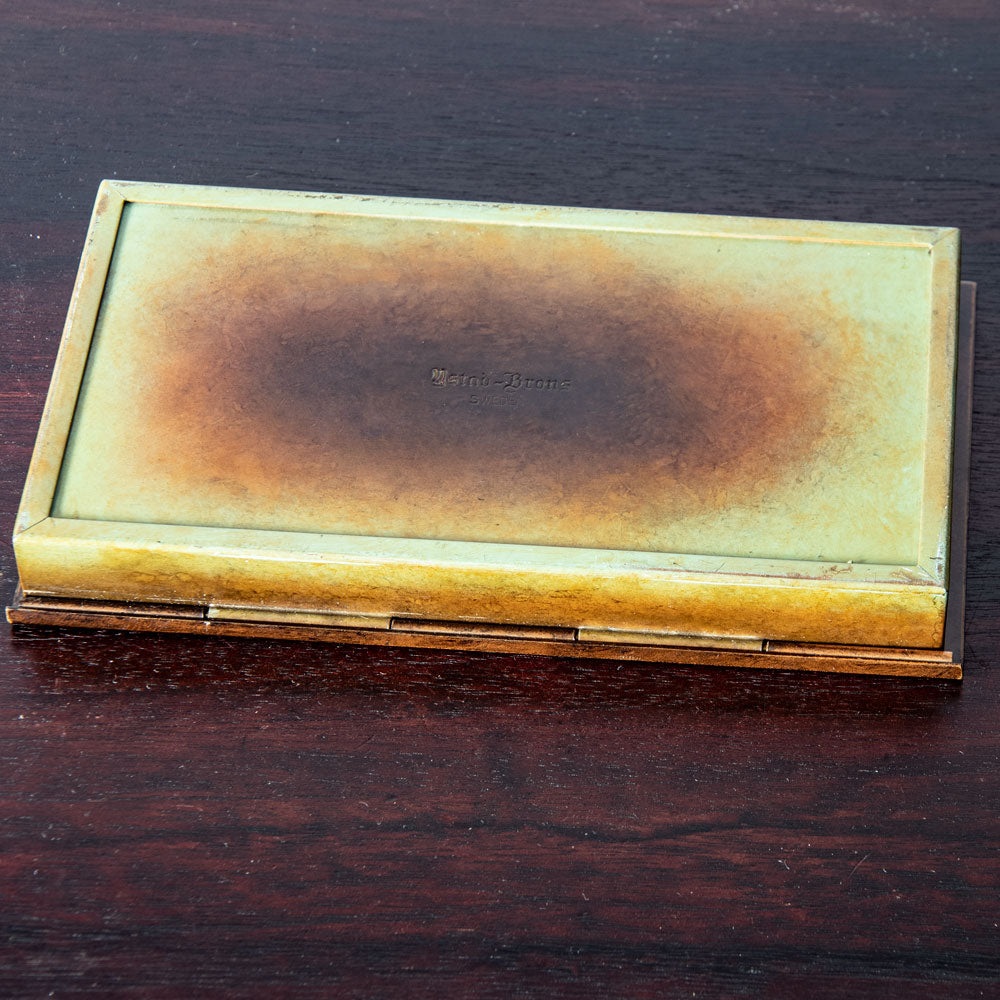 Ystad Brons, Sweden, engraved bronze box with wood interior J1043