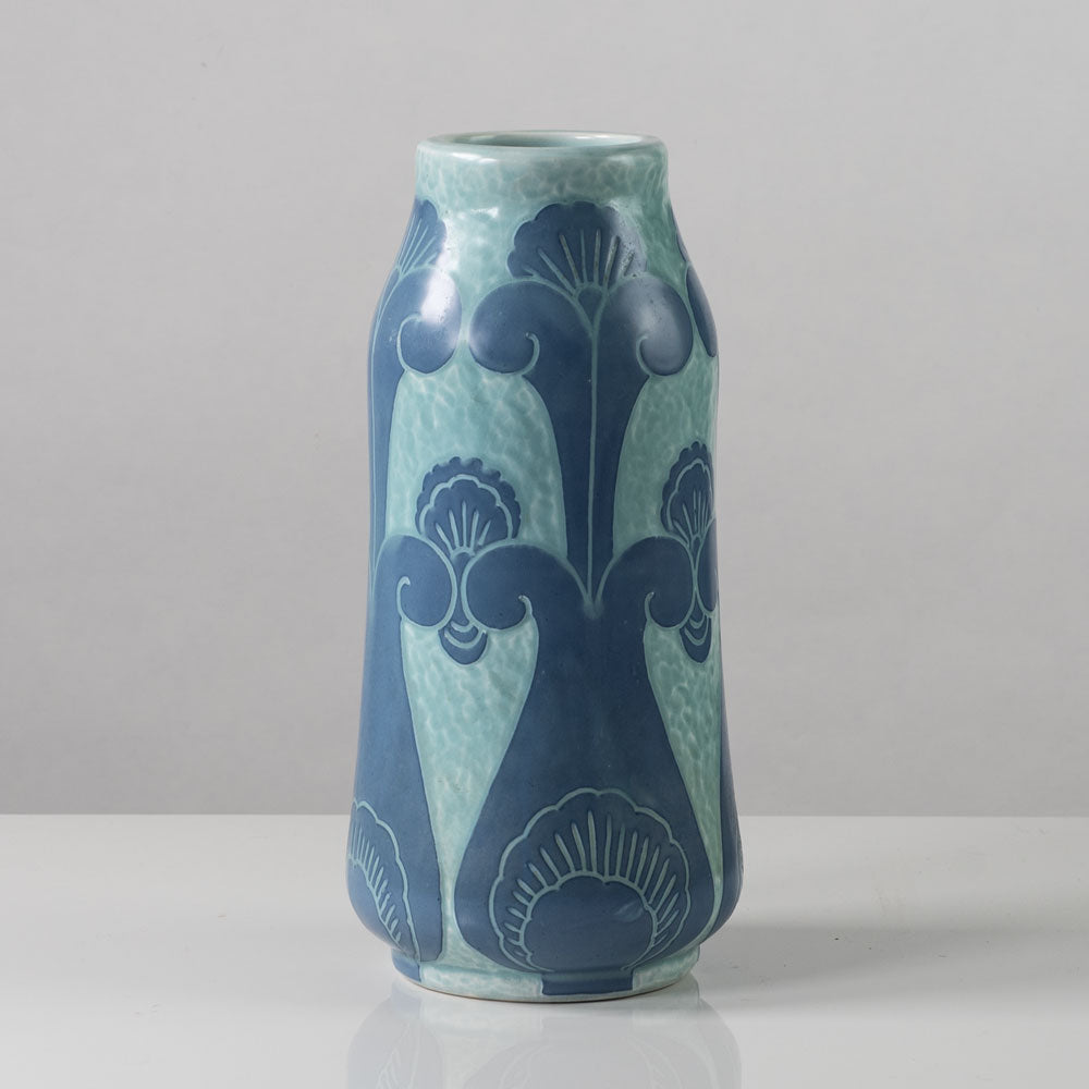 Josef Ekberg for Gustavsberg, Sweden, unique carved art nouveau stoneware vase K2736