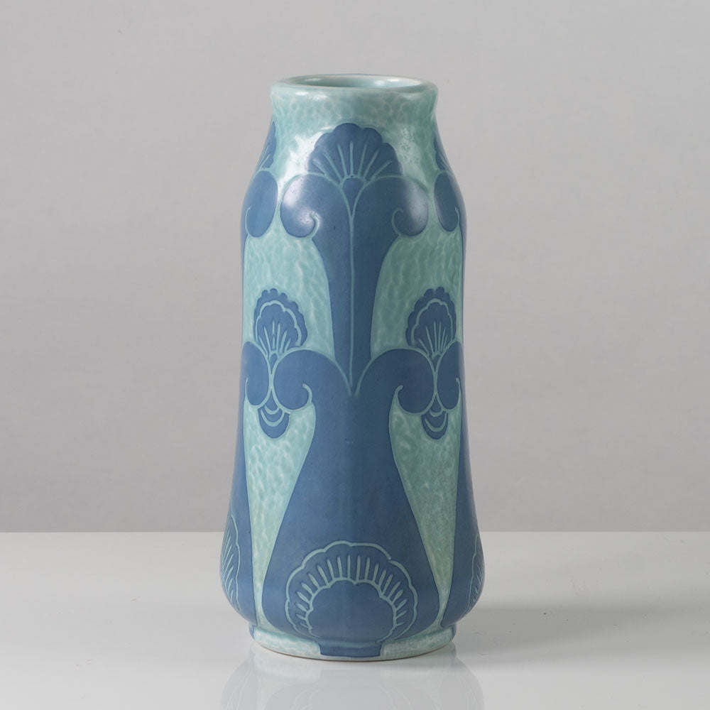 Josef Ekberg for Gustavsberg, Sweden, unique carved art nouveau stoneware vase K2736