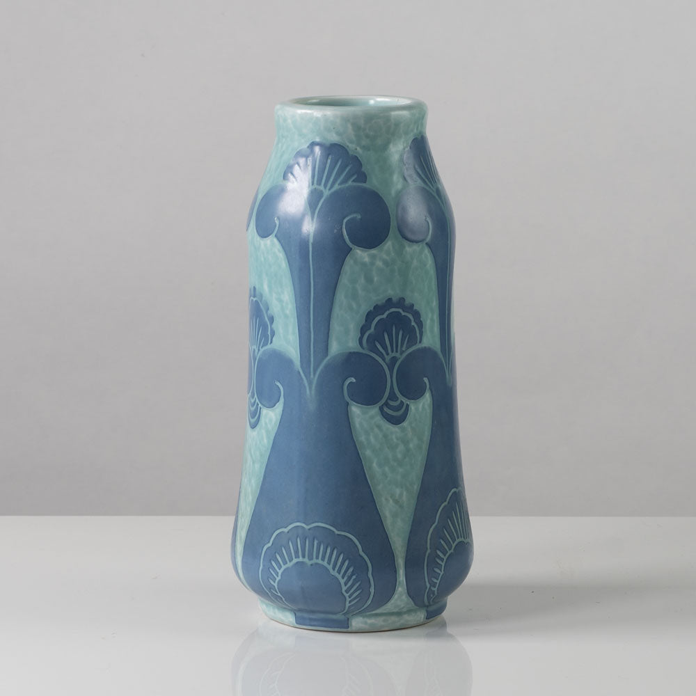 Josef Ekberg for Gustavsberg, Sweden, unique carved art nouveau stoneware vase K2736