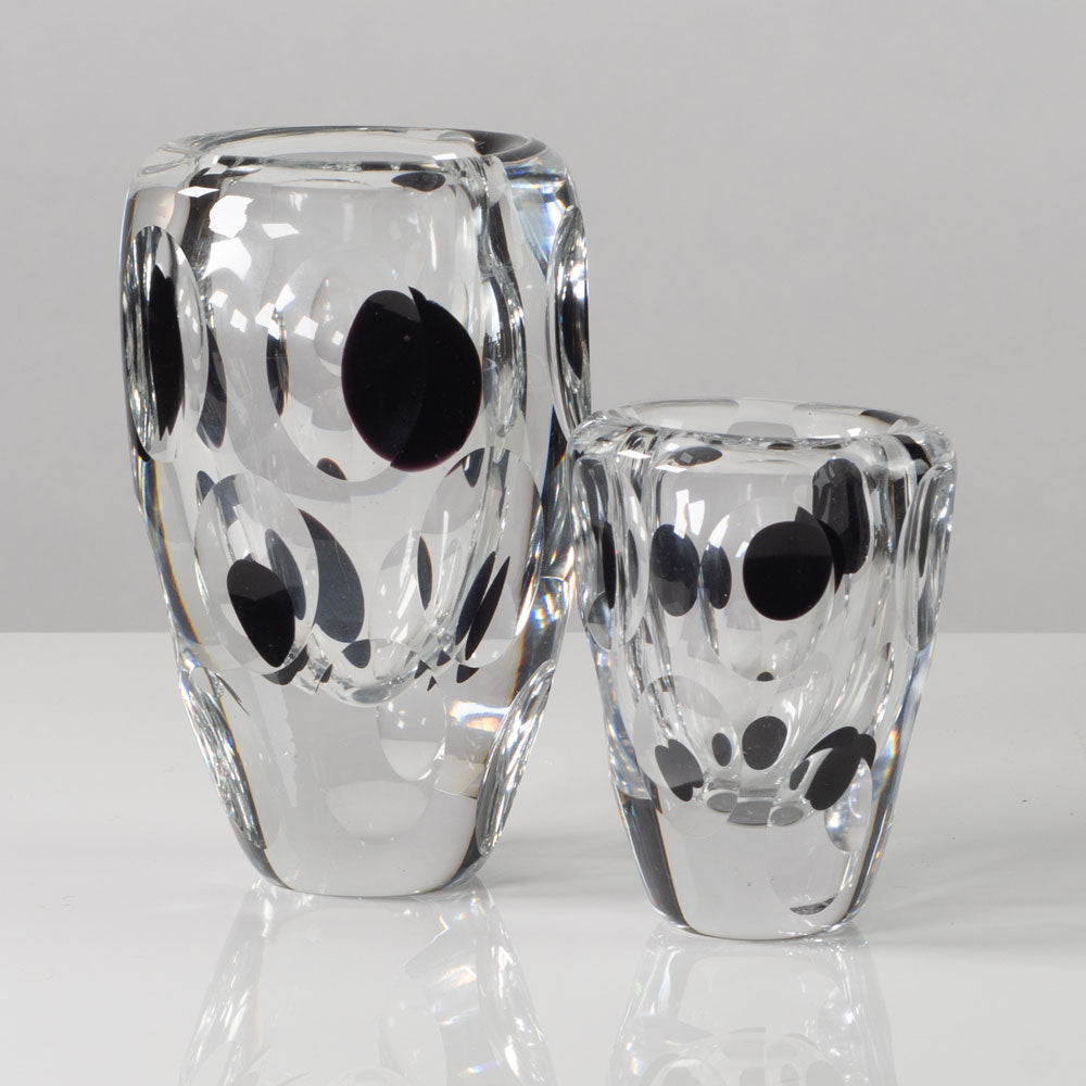 Two vases with black spots by Vicke Lindstrand for Kosta, Sweden