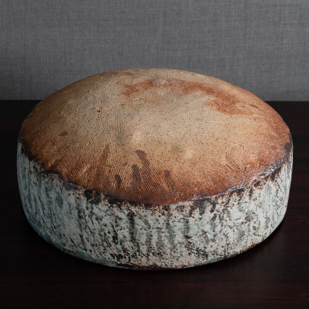 Chris Carter, UK, unique large stoneware bowl with blue and off-white matte glaze M4313