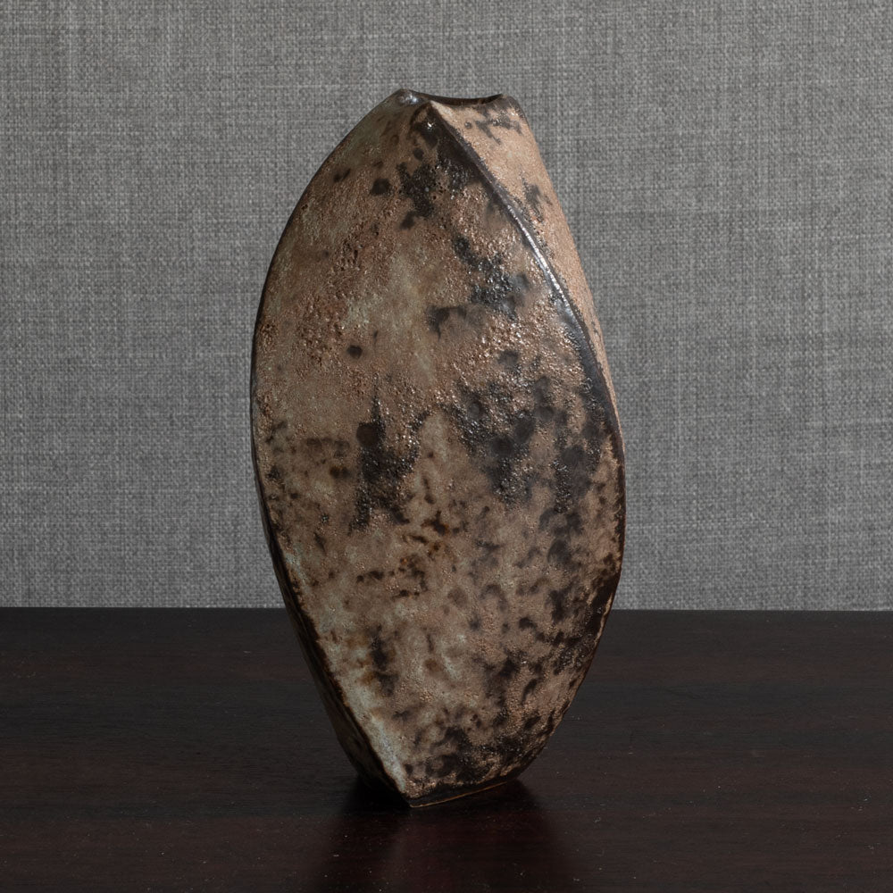 Chris Carter, UK, unique stoneware vase with pitted brown glaze M4331
