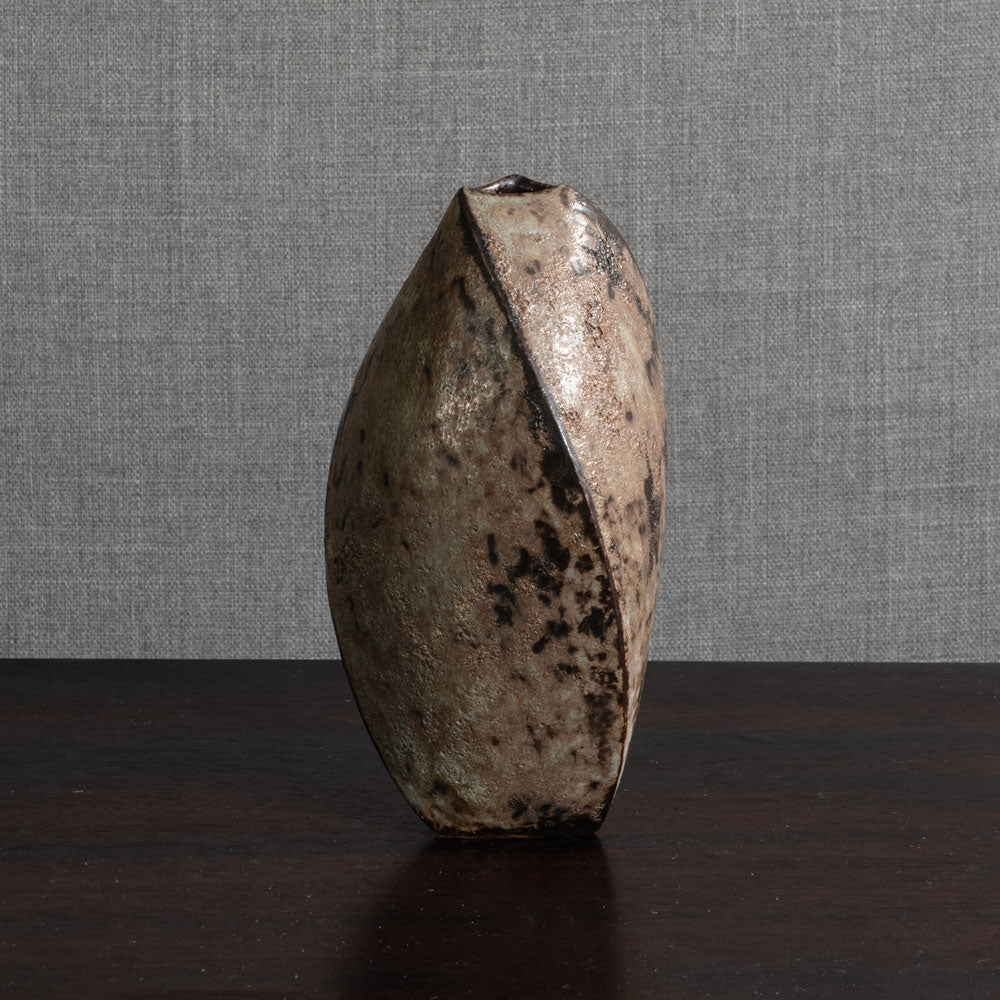 Chris Carter, UK, unique stoneware vase with pitted brown glaze M4331