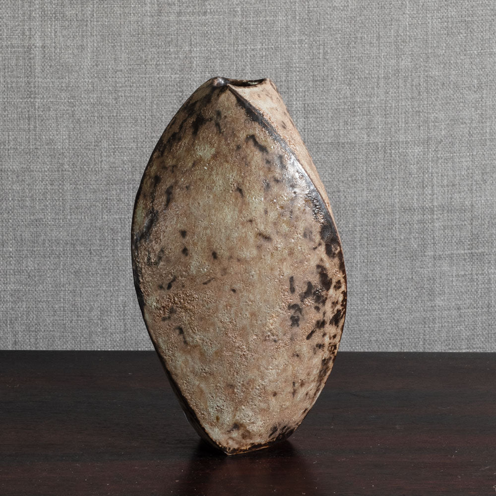 Chris Carter, UK, unique stoneware vase with pitted brown glaze M4331
