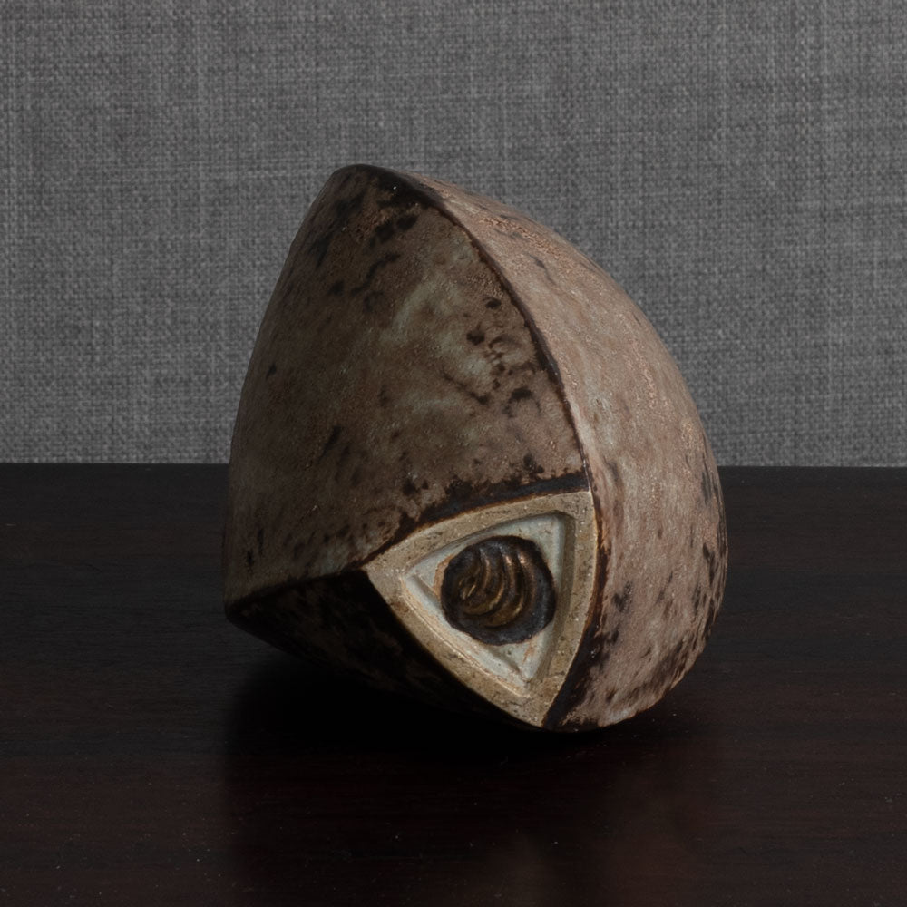 Chris Carter, UK, unique stoneware vase with pitted brown glaze M4331