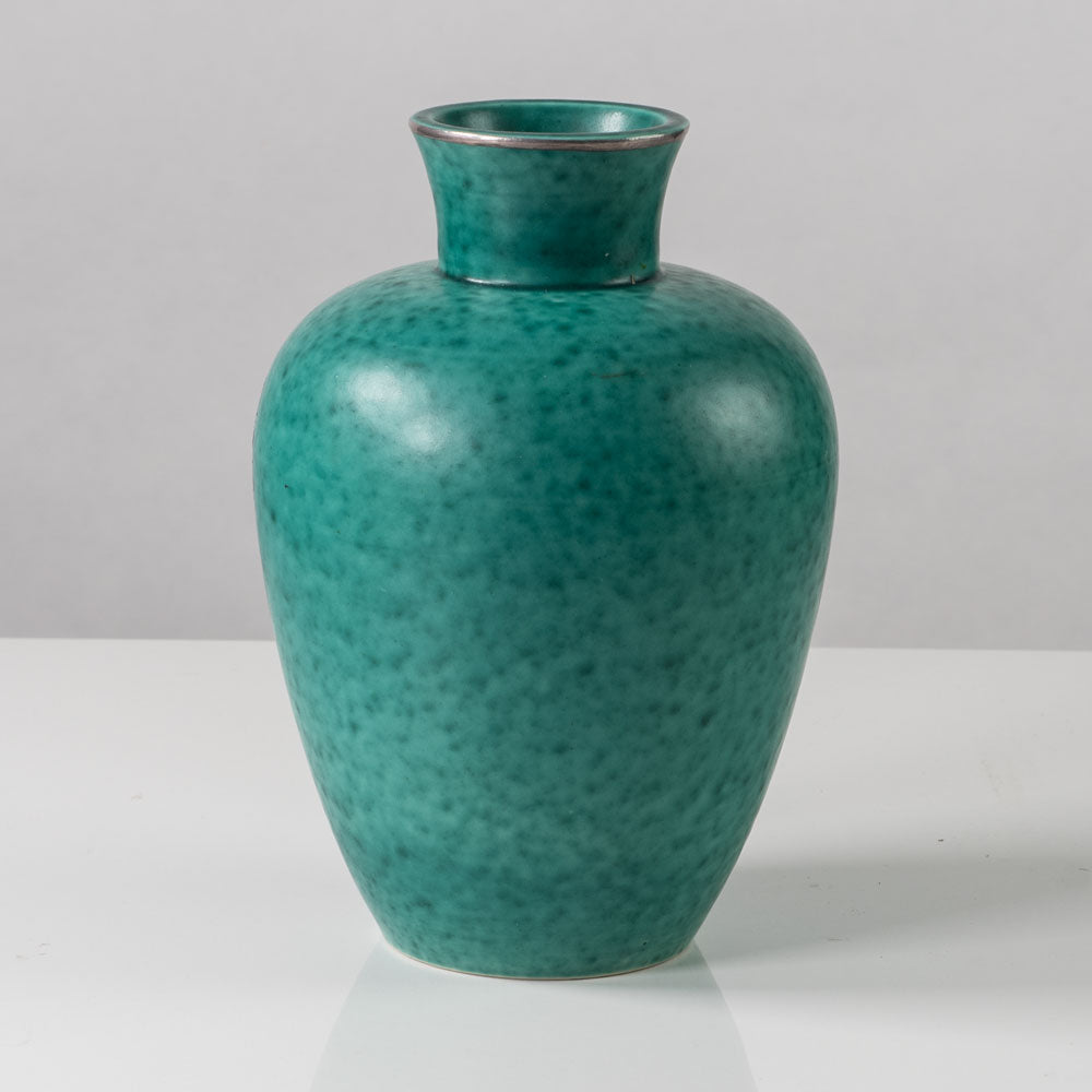 Wilhelm Kåge for Gustavsberg, Sweden "Argenta" vase with fish illustration in silver L3173