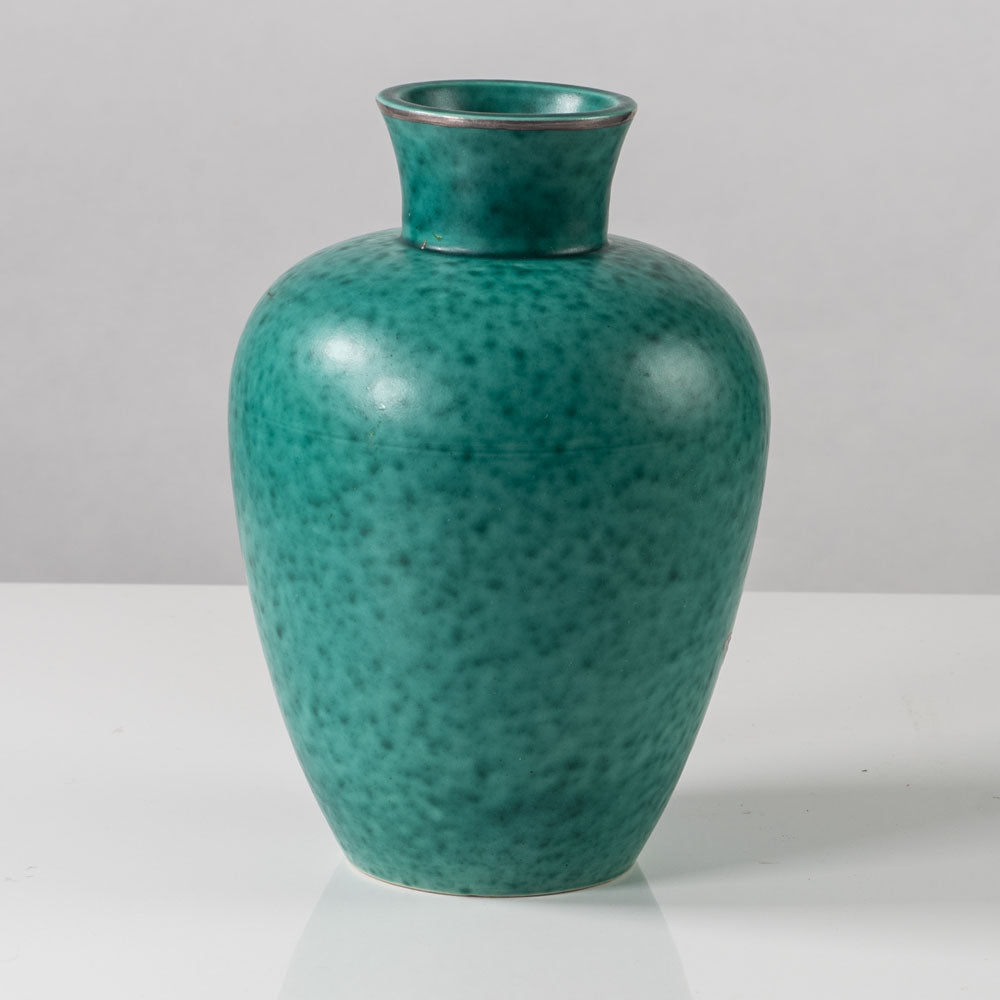 Wilhelm Kåge for Gustavsberg, Sweden "Argenta" vase with fish illustration in silver L3173