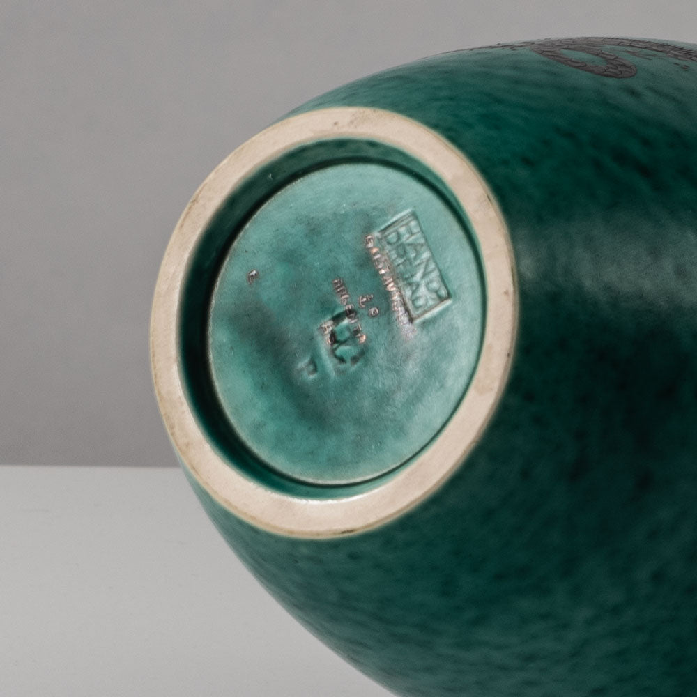 Wilhelm Kåge for Gustavsberg, Sweden "Argenta" vase with fish illustration in silver L3173