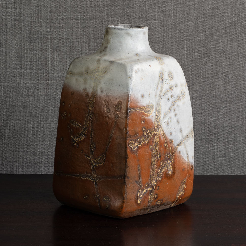Fantoni, Italy, earthenware bottle vase with gray and brown matte glaze M4345