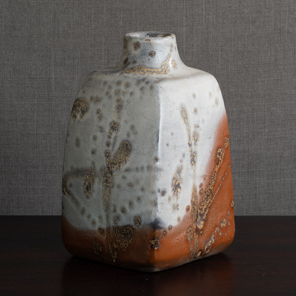 Fantoni, Italy, earthenware bottle vase with gray and brown matte glaze M4345