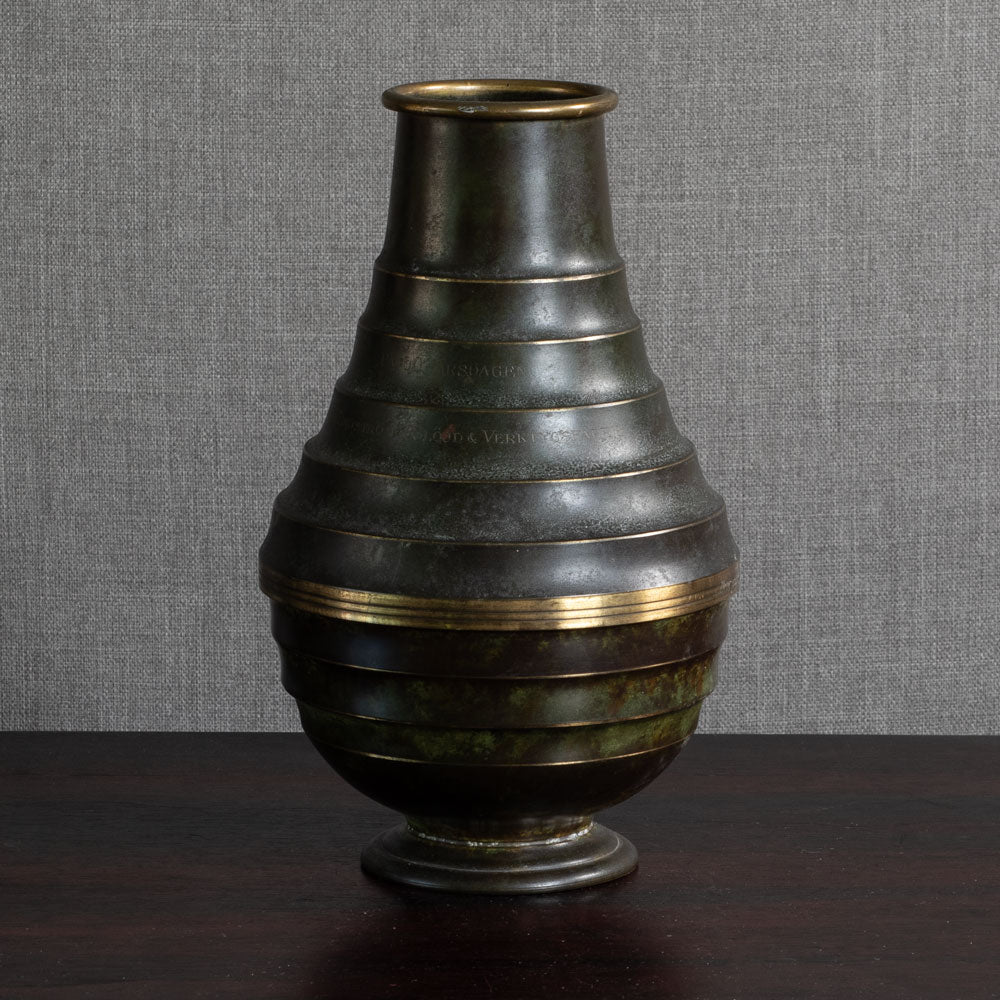 SVM, Sweden, ribbed vase in light bronze M5387