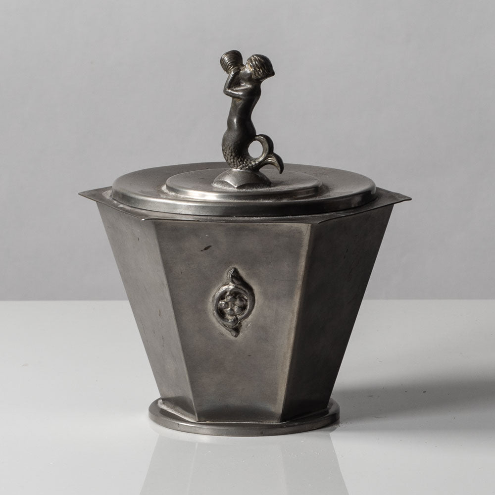 Swedish pewter art deco lidded jar L3051