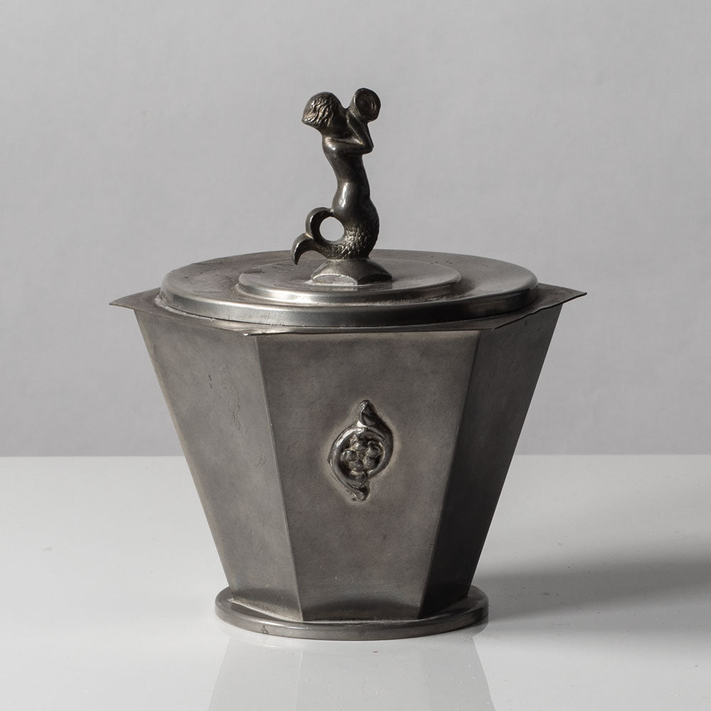 Swedish pewter art deco lidded jar L3051