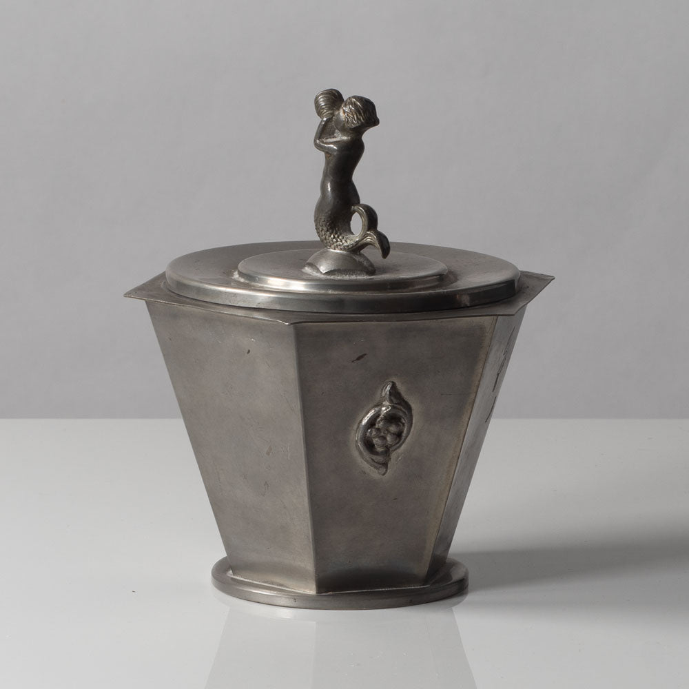 Swedish pewter art deco lidded jar L3051