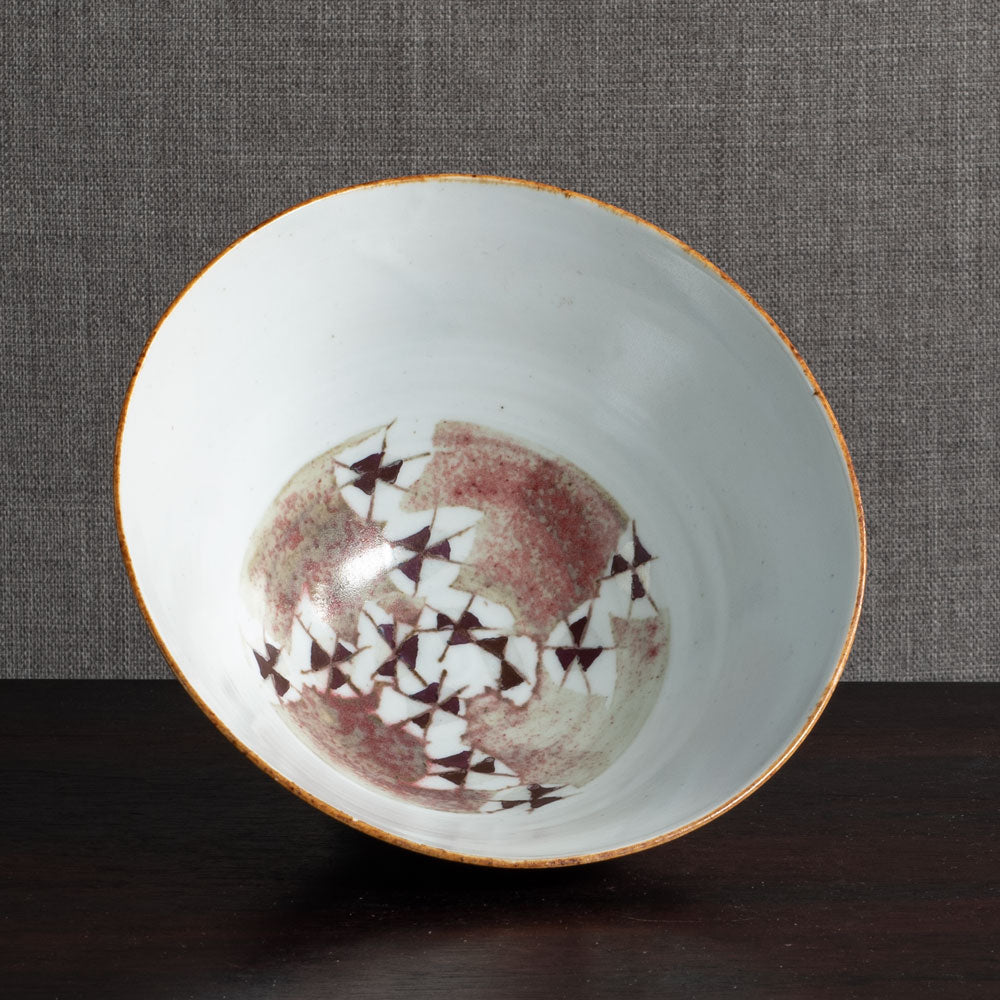 Marianne De Trey, UK, unique porcelain bowl with pink underglaze pattern M4346