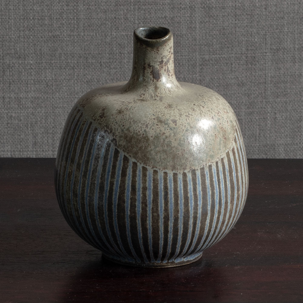 Johannes Andersen, Denmark, unique stoneware vase with blue and gray glaze M4369