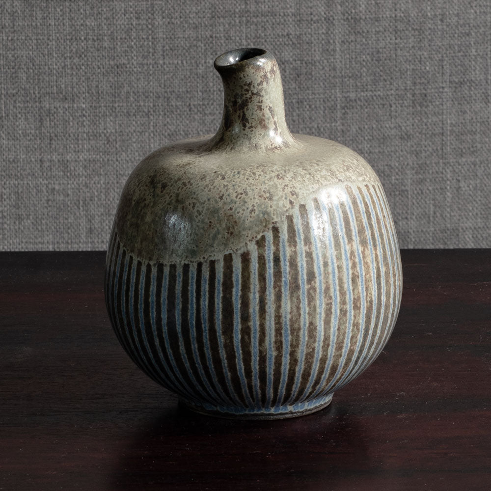 Johannes Andersen, Denmark, unique stoneware vase with blue and gray glaze M4369