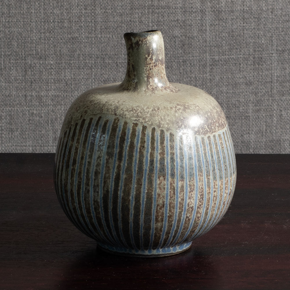 Johannes Andersen, Denmark, unique stoneware vase with blue and gray glaze M4369
