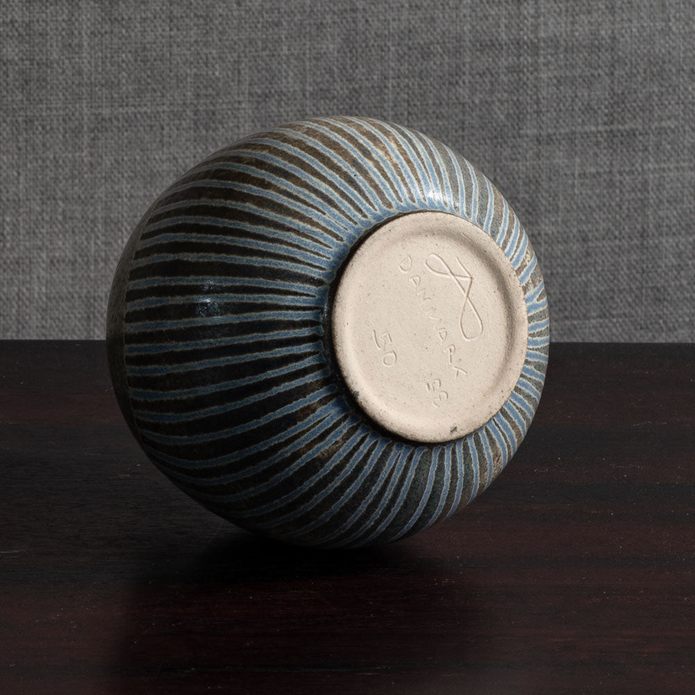 Johannes Andersen, Denmark, unique stoneware vase with blue and gray glaze M4369