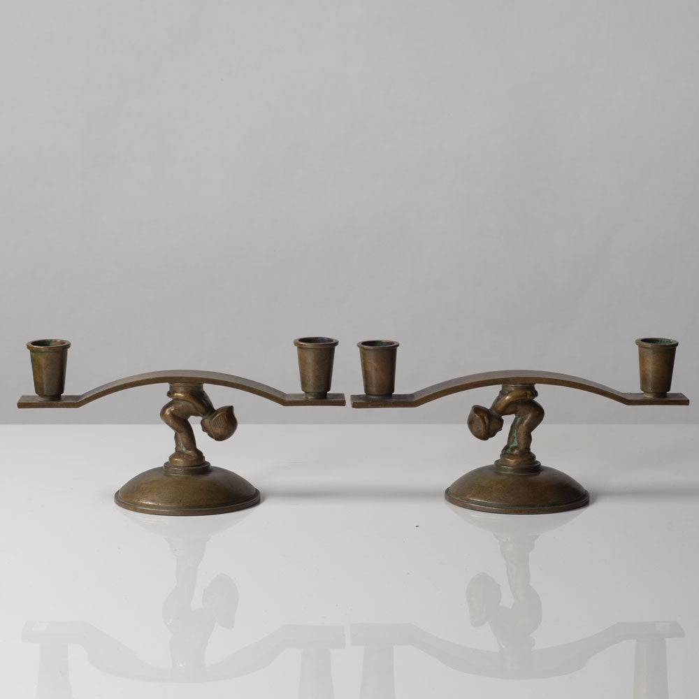 Athena Ystad, Sweden, pair of bronze candleholders L3267 and L3268