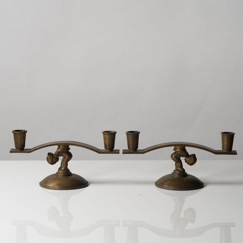Athena Ystad, Sweden, pair of bronze candleholders L3267 and L3268