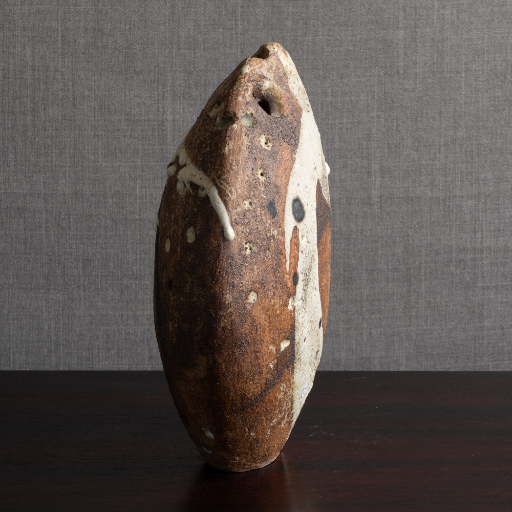 Robert Fournier, UK, round multi-opening vase with thick volcanic glaze M4357