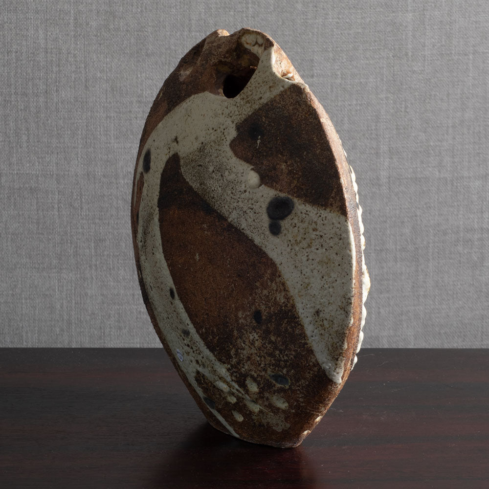 Robert Fournier, UK, round multi-opening vase with thick volcanic glaze M4357
