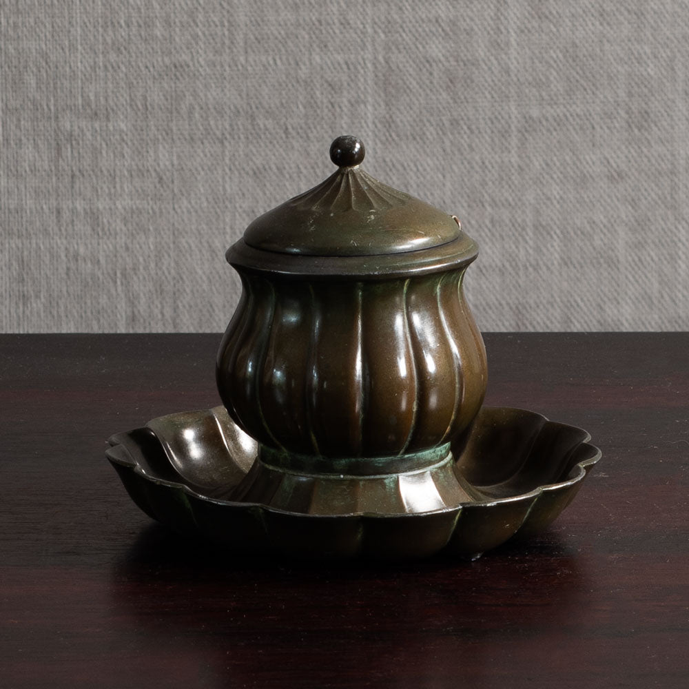 Just Andersen, Denmark, "Disko" inkwell with glass insert M4184
