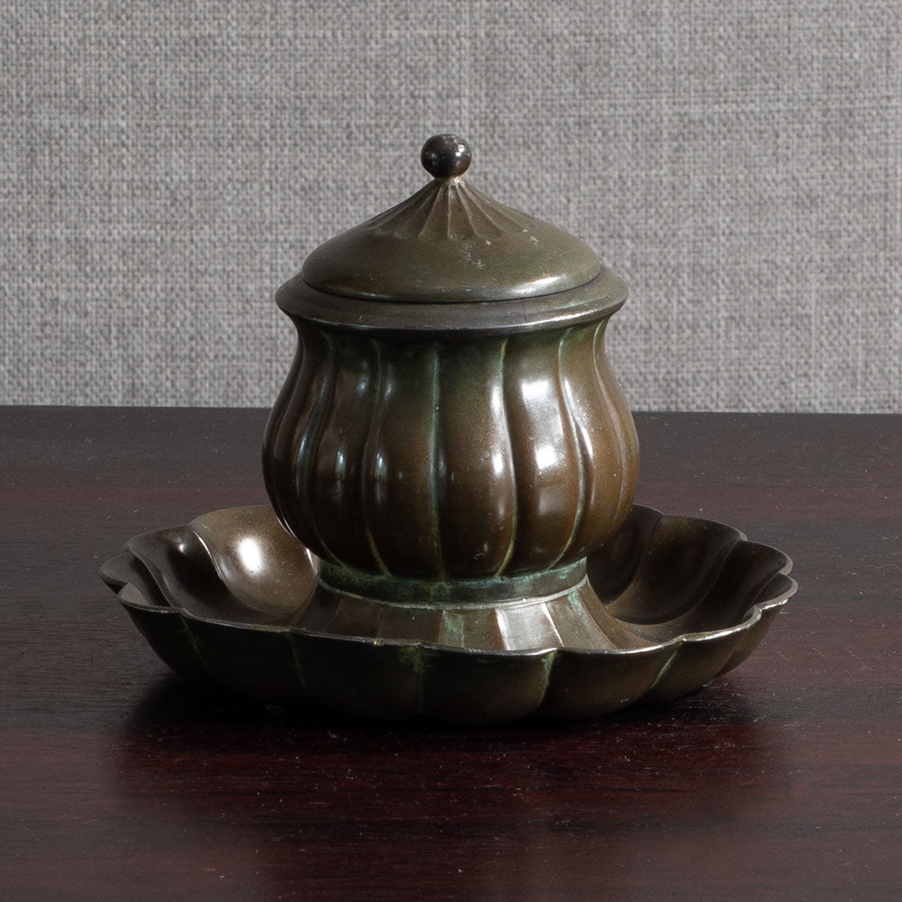 Just Andersen, Denmark, "Disko" inkwell with glass insert M4184
