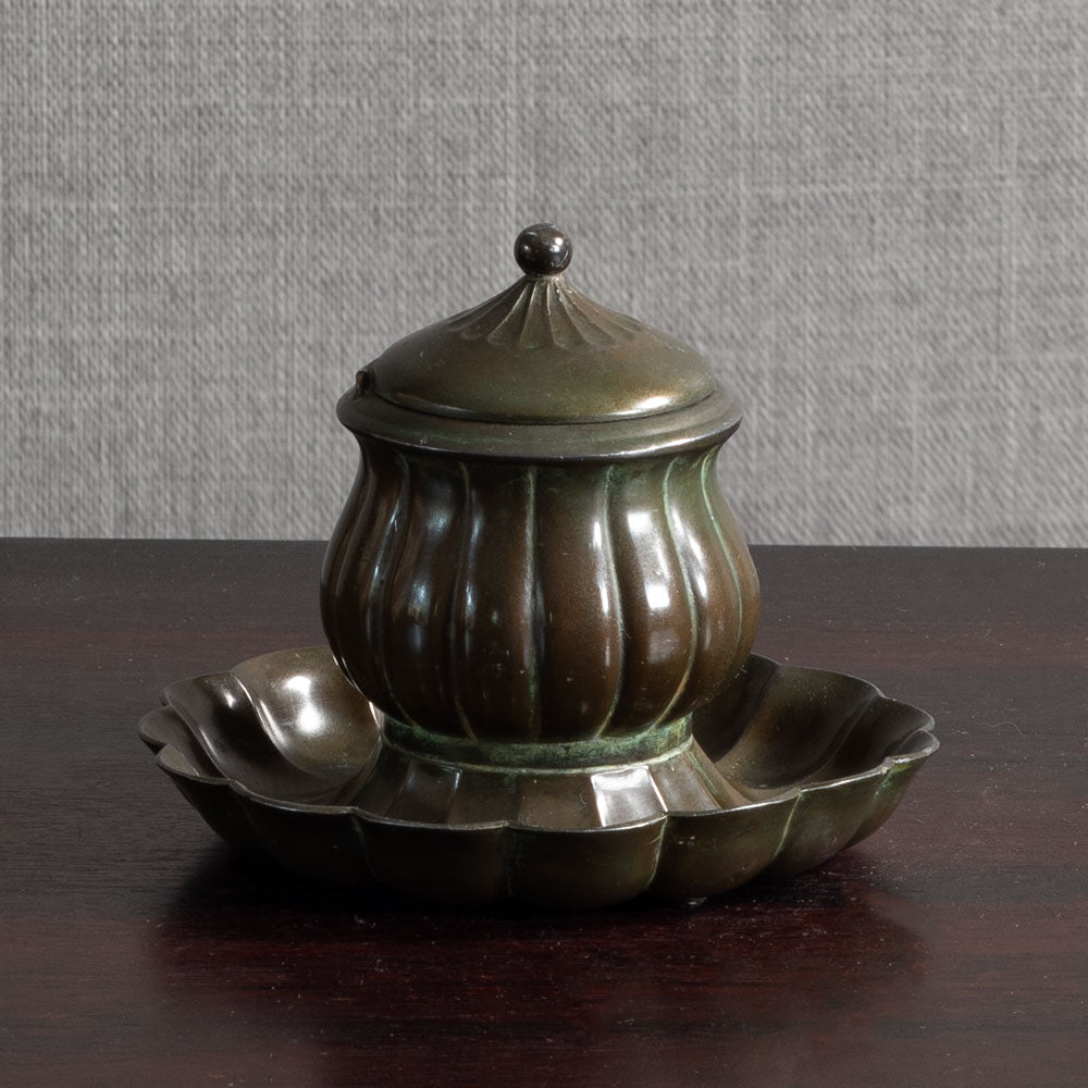 Just Andersen, Denmark, "Disko" inkwell with glass insert M4184