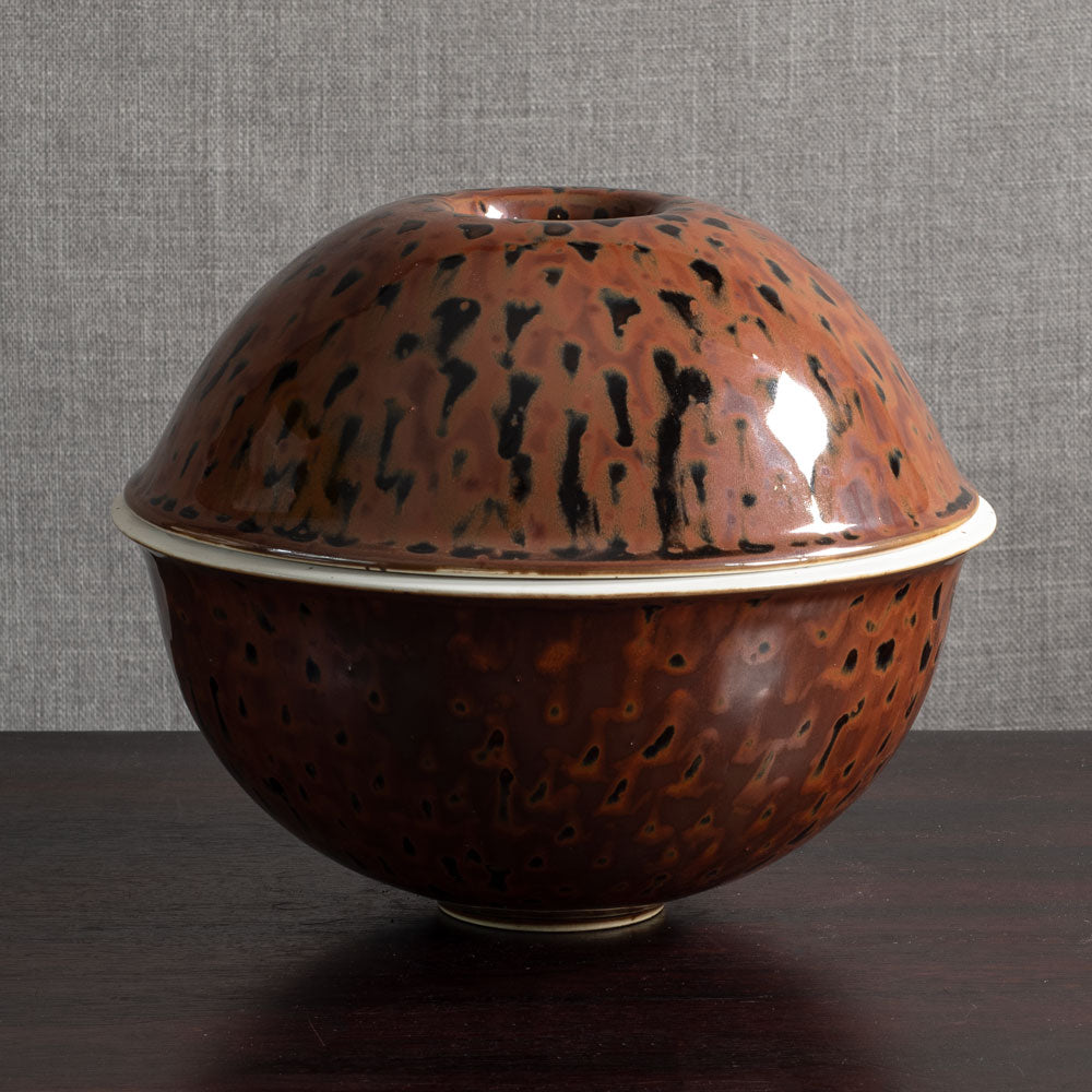 Johan van Loon for Royal Copenhagen, Denmark, unique large porcelain jar with tenmoku glaze M4286