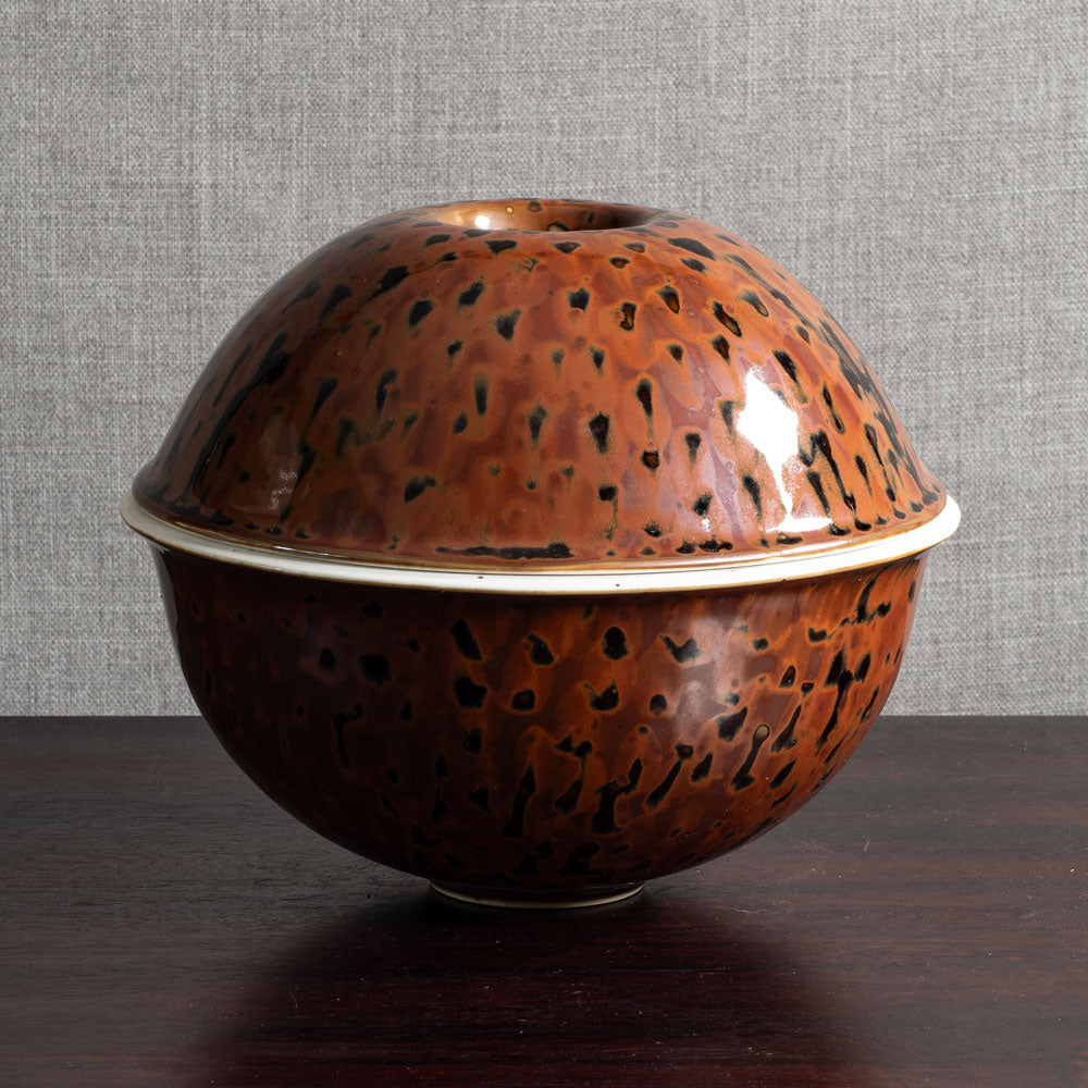 Johan van Loon for Royal Copenhagen, Denmark, unique large porcelain jar with tenmoku glaze M4286